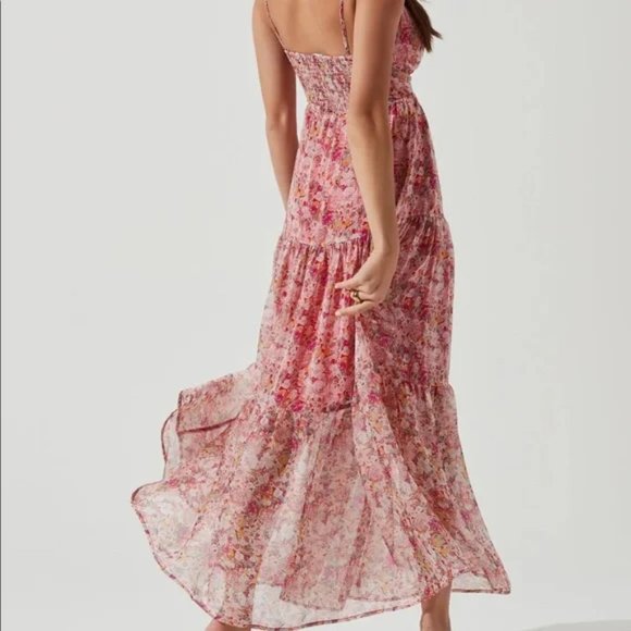 Astr Dresses Astr Brandy Floral Cinched Front Cutout Maxi Dress